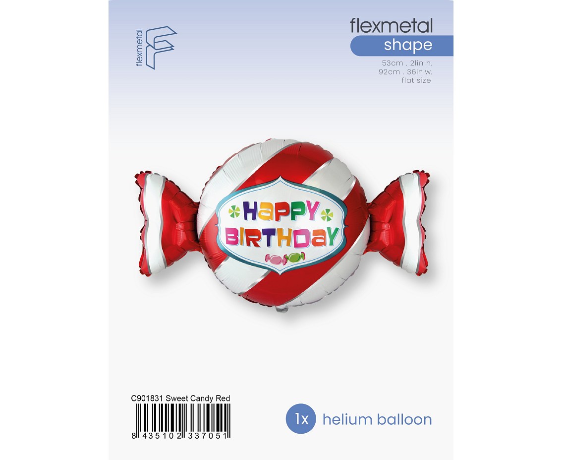 Balon foliowy 24" FX - Słodki cukierek, czerwony, pakowany
