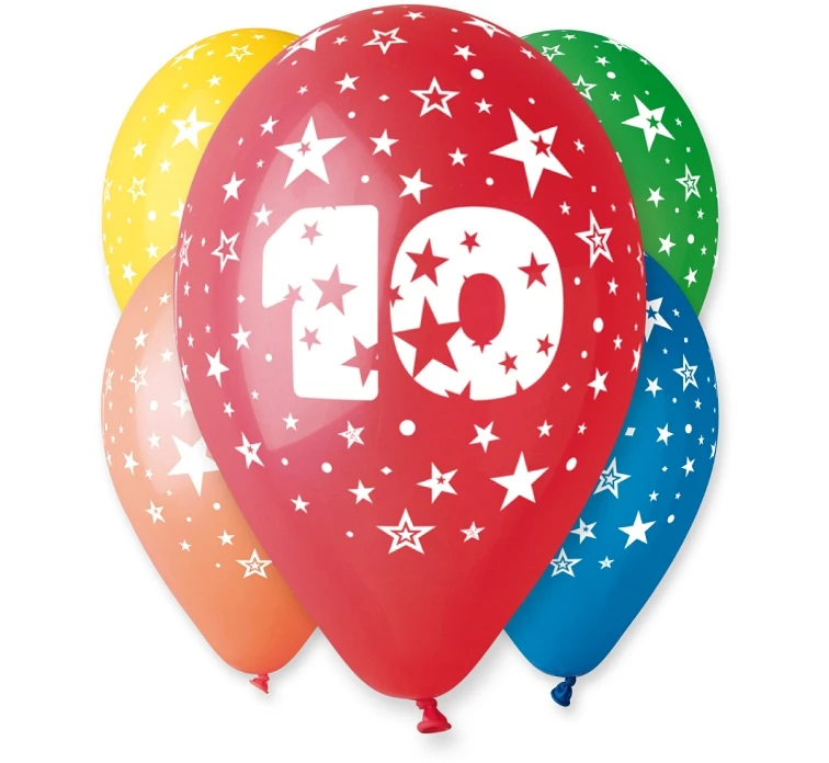 Balony Gemar 12", z nadr. "10", pastel mix, 5szt.
