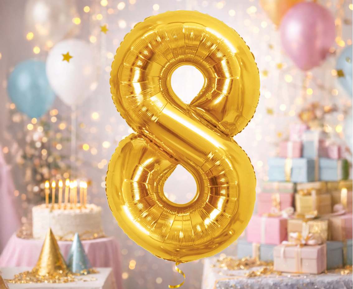 Balon foliowy B&C Cyfra 8, Royal gold, 85 cm