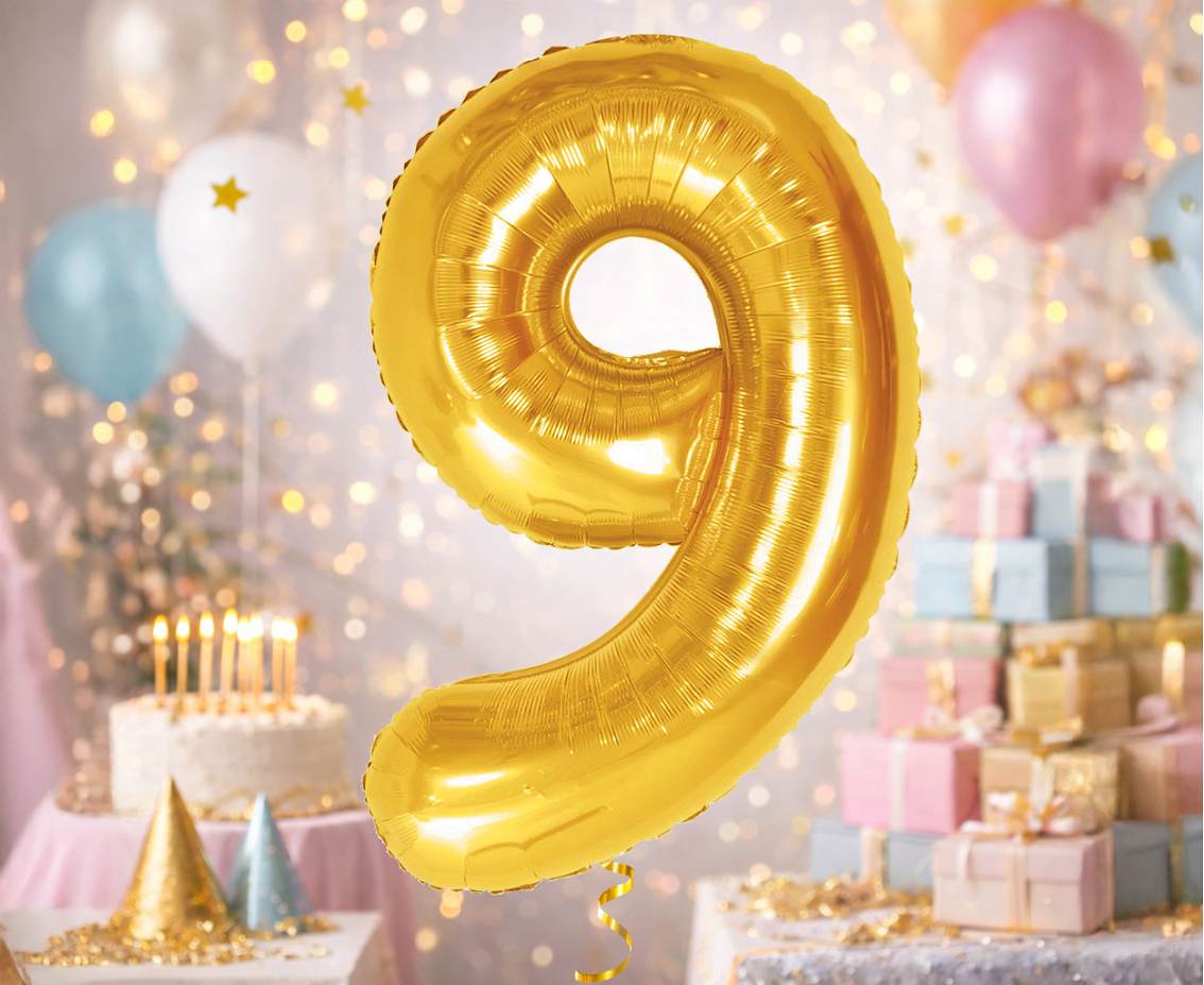 Balon foliowy B&C Cyfra 9, Royal gold, 85 cm