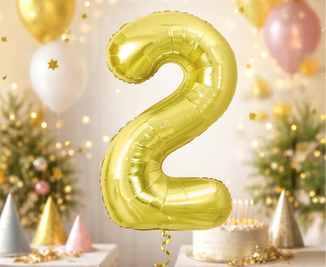 Balon foliowy B&C Cyfra 2, Light gold, 85 cm