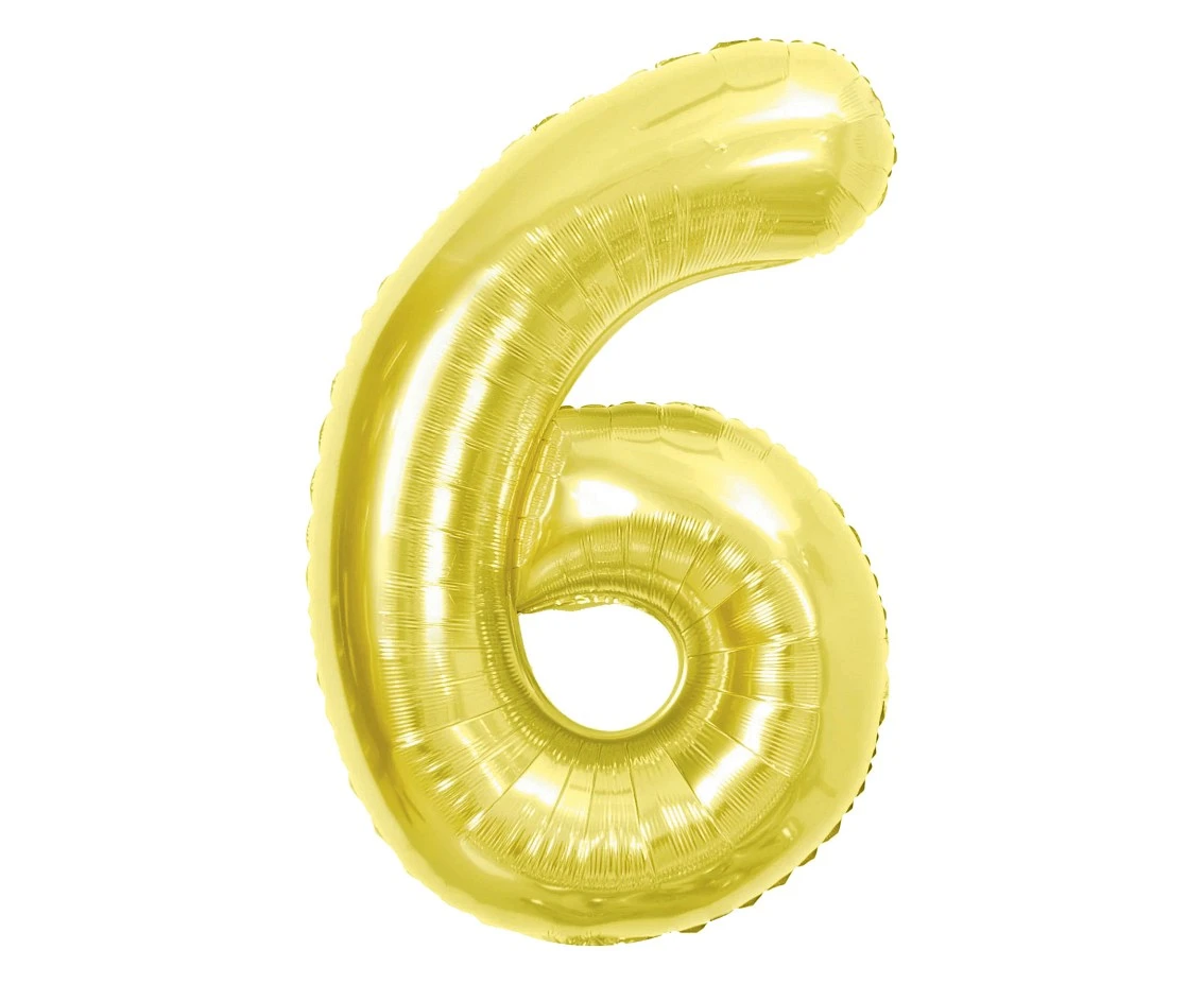 Balon foliowy B&C Cyfra 6, Light gold, 85 cm