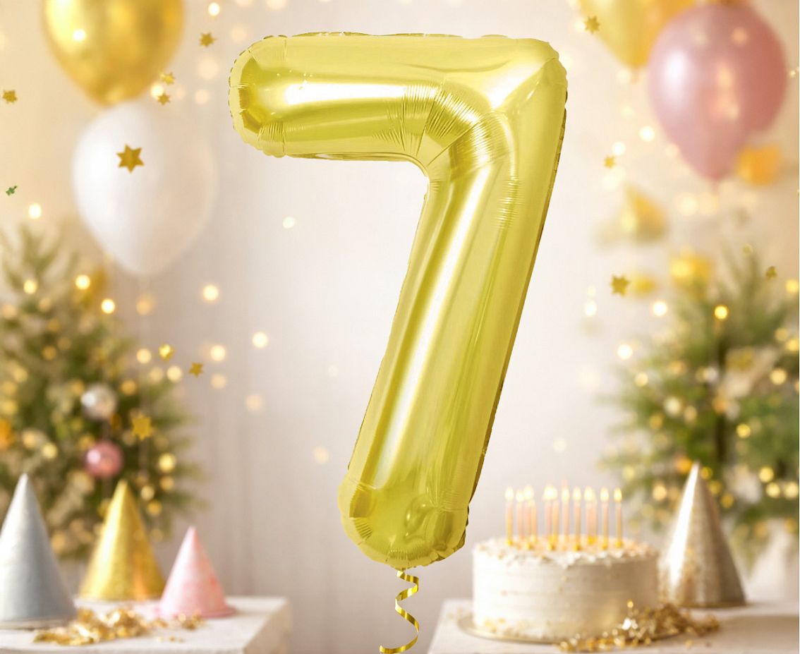 Balon foliowy B&C Cyfra 7, Light gold, 85 cm