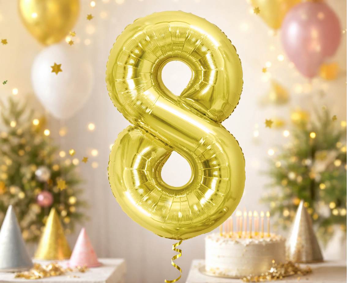 Balon foliowy B&C Cyfra 8, Light gold, 85 cm