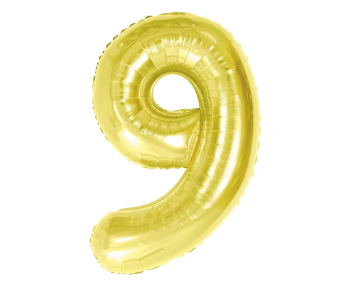 Balon foliowy B&C Cyfra 9, Light gold, 85 cm