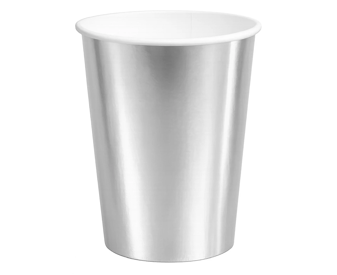 Kubeczki papierowe, srebrne, 250 ml. 6 szt.