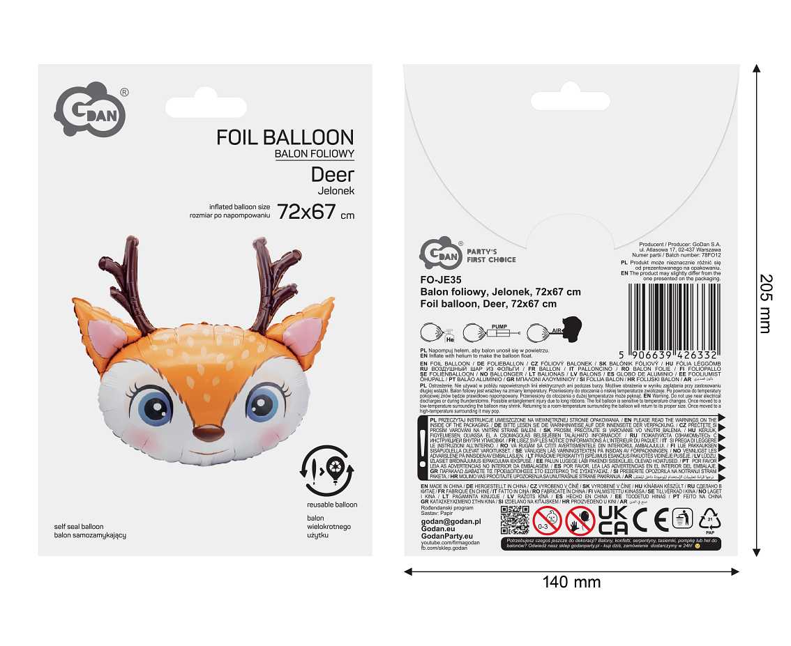 Balon foliowy Jelonek 72x67 cm