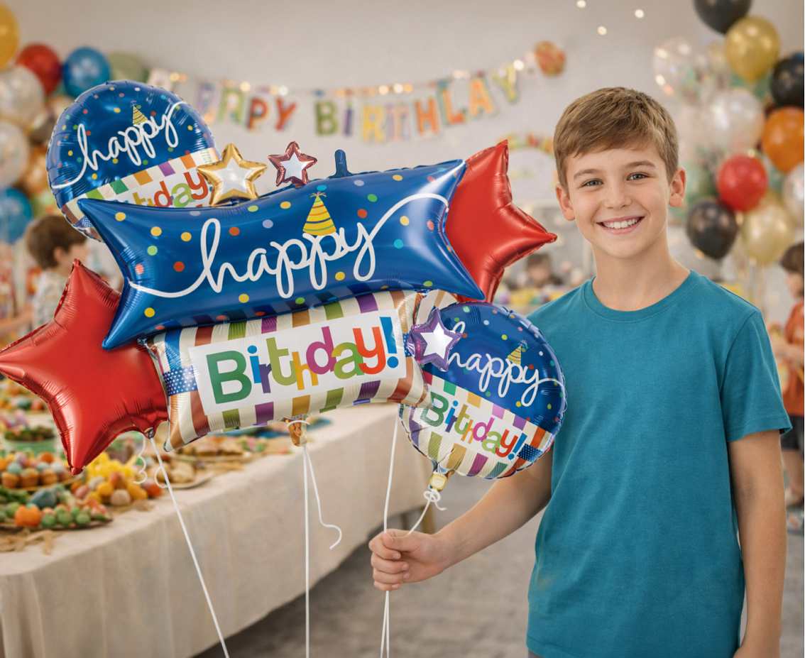 Balony foliowe Zestaw Happy Birthday, 5 szt.