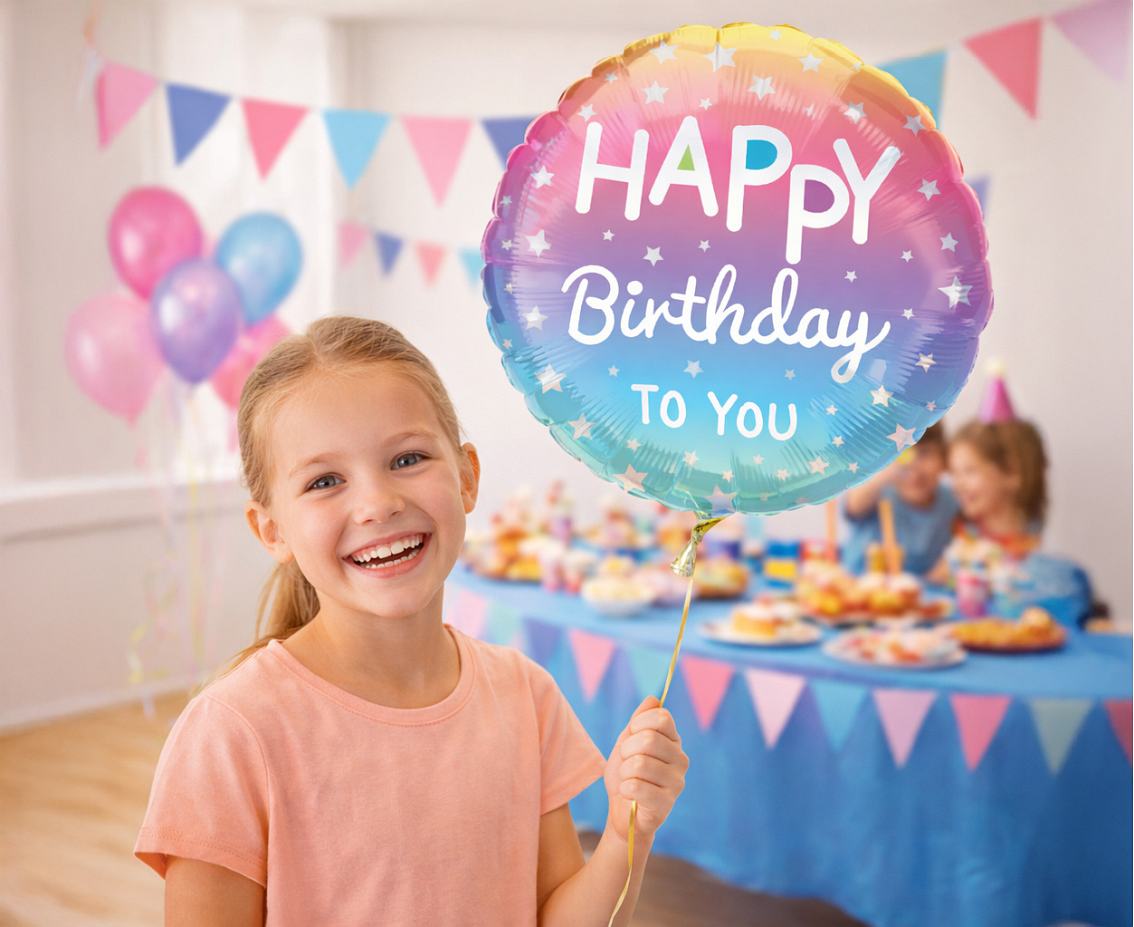 Balon foliowy 18" Happy Birthday, gradient, ombre