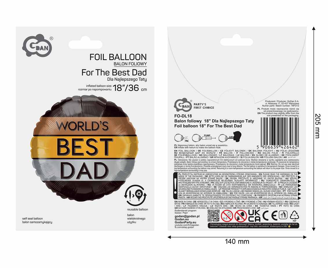 Balon foliowy 18" Dla Najlepszego Taty