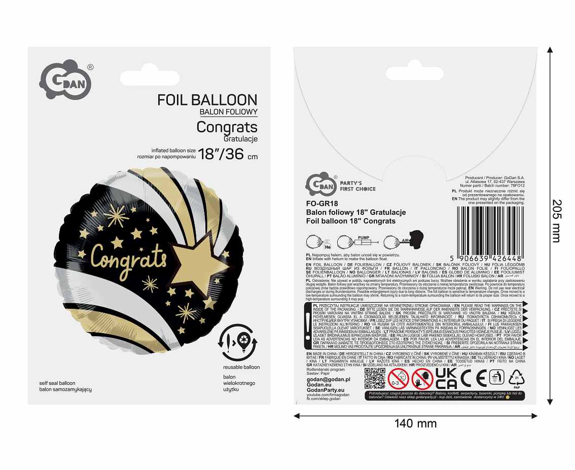 Balon foliowy 18" Congrats