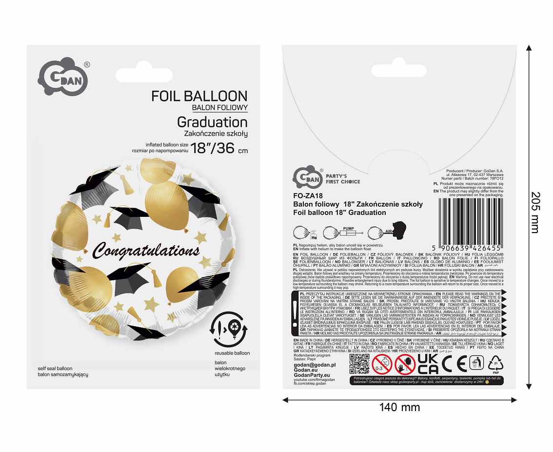 Balon foliowy 18" Zakończenie szkoły