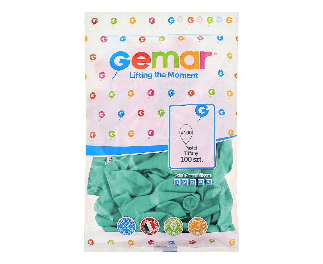 Balony Gemar 12", pastel miętowe Tiffany, 100szt.