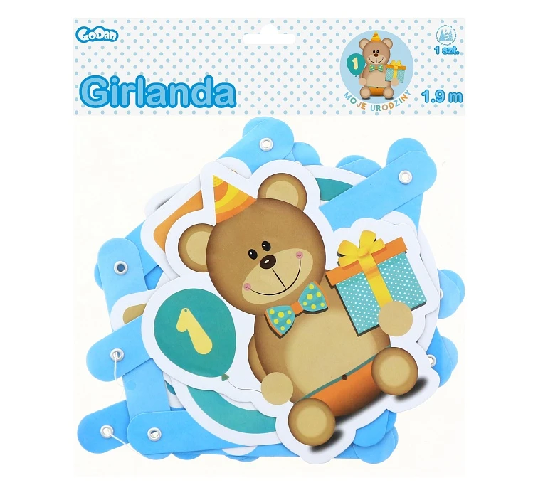 Girlanda "Moje 1 Urodziny", 1 szt. niebieska, 1.9 m KK