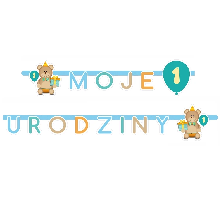 Girlanda "Moje 1 Urodziny", 1 szt. niebieska, 1.9 m KK