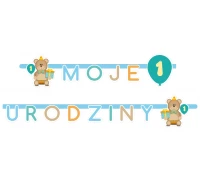 Girlanda "Moje 1 Urodziny", 1 szt. niebieska, 1.9 m KK