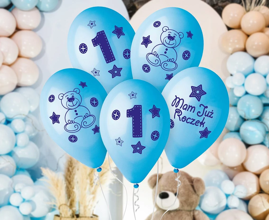 Balony Gemar 12", premium moje 1 urodziny ( niebieski), 5szt.