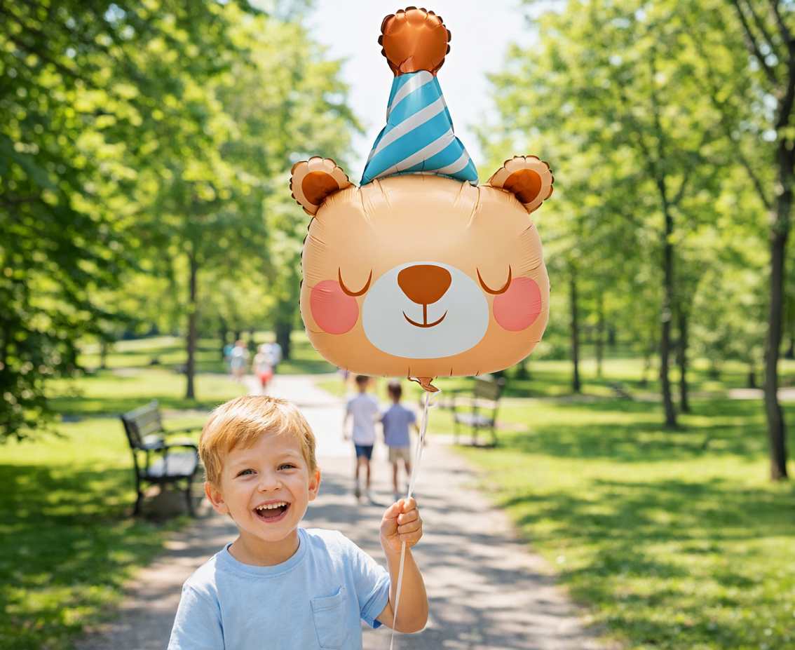 Balon foliowy Urodzinowy Miś, 54x38cm