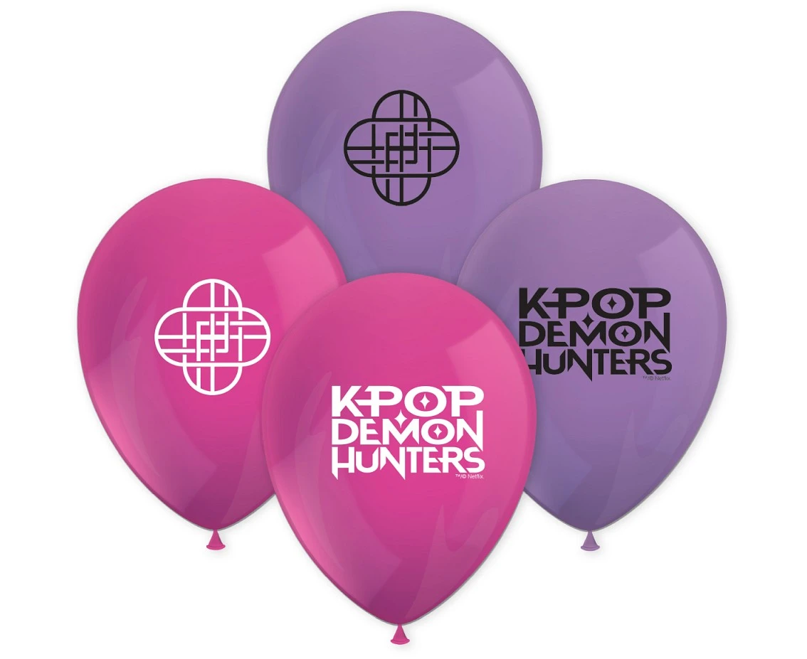 Balony K-POP DEMON HUNTERS różowe, fioletowe, 8 szt.
