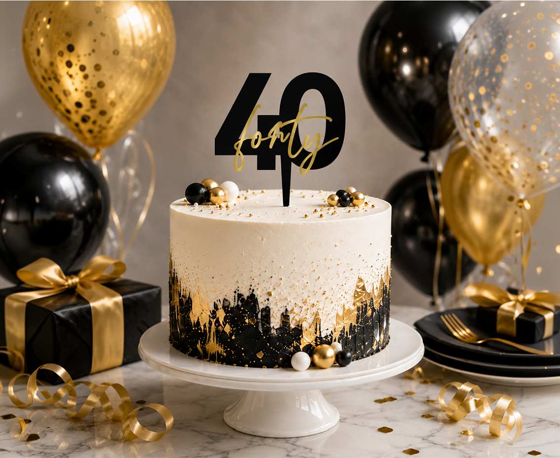 Topper na tort 40. urodziny „forty”