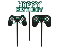 Topper urodzinowy na tort Game On „Happy Birthday"