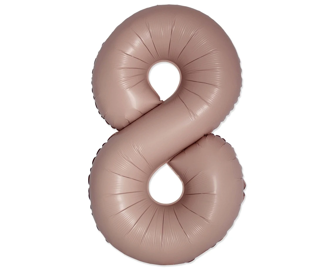 Balon foliowy 30" FX - Cyferka 8 Matowy Róż Vintage, niepakowany