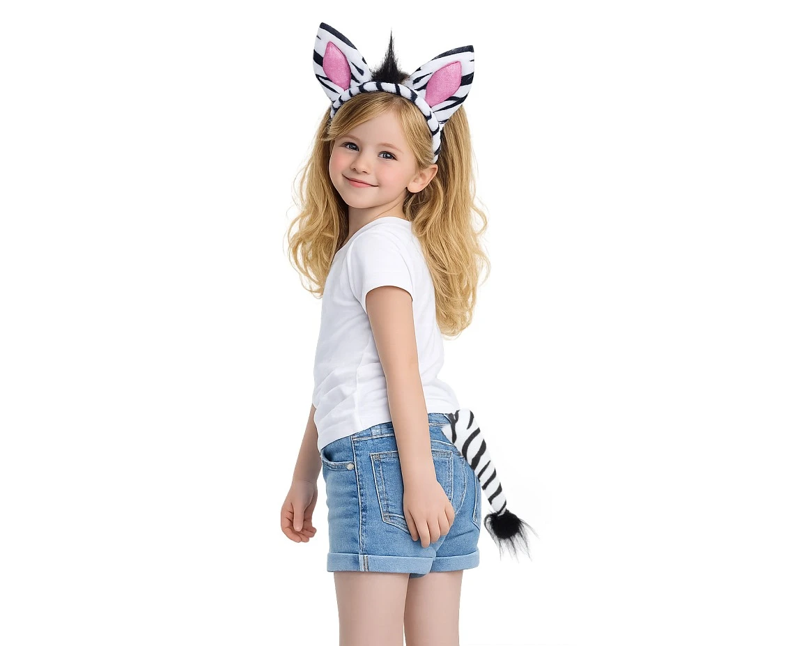 Zestaw Zebra (opaska, uszy, ogon)
