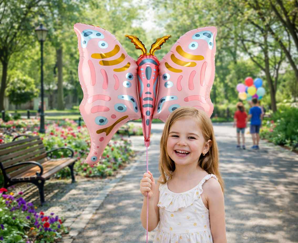 Balon foliowy Motyl różowo-złoty  67x68cm