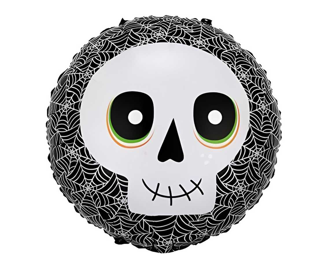 Balon foliowy 18" Czaszka, "Happy Halloween"