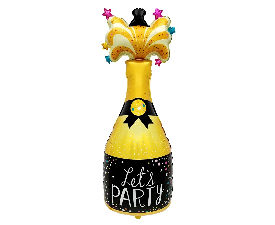Balon foliowy Butelka wina "Let's party", 34x97cm