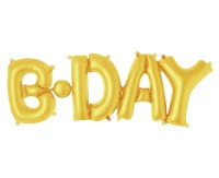 Balon foliowy Napis B-DAY, złoty, 69x27cm