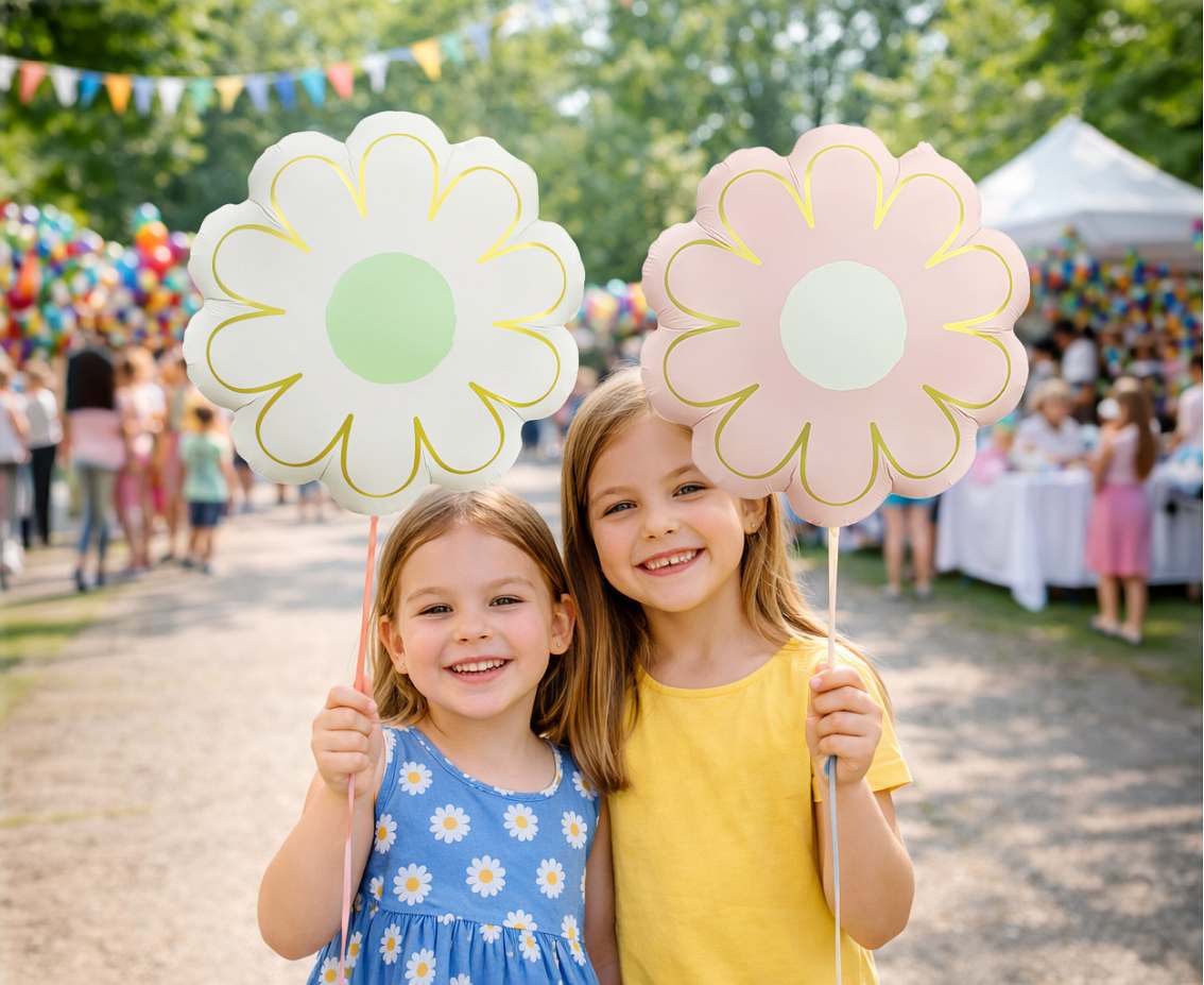 Balon foliowy 18" Stokrotka, różowa pastelowa