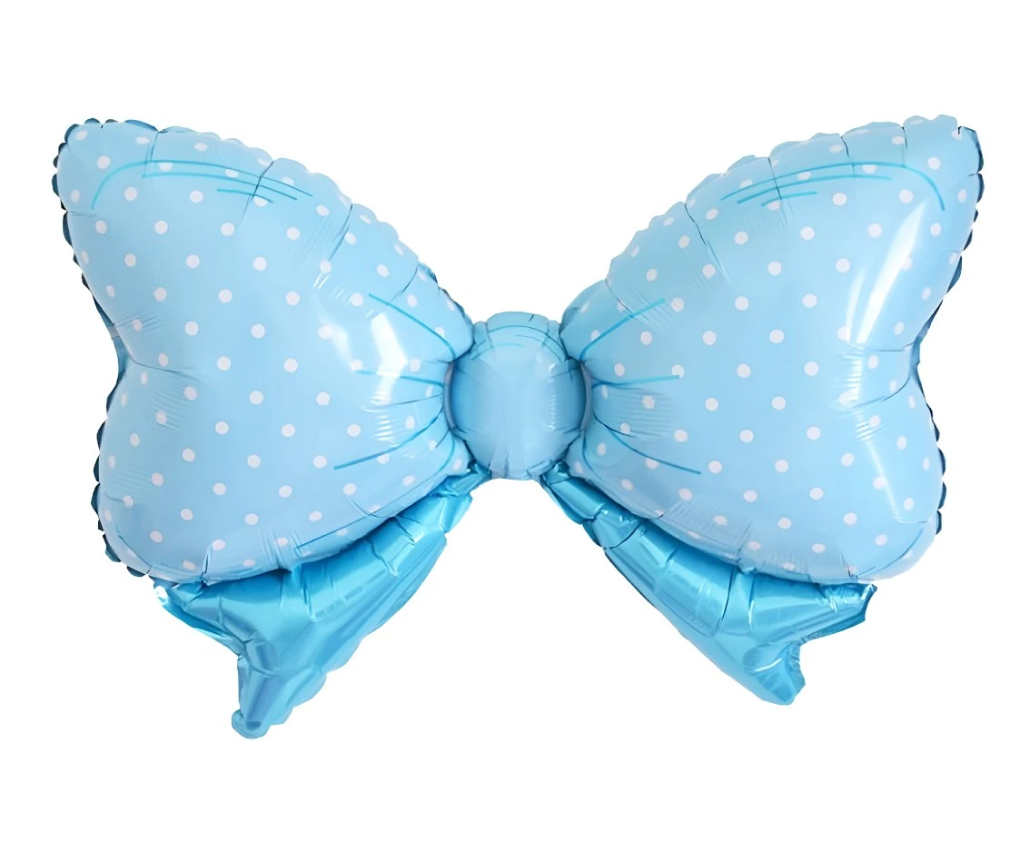Balon foliowy Kokarda, błekitna w kropki, 37x60cm