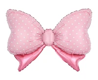 Balon foliowy Kokarda, różowa w kropki, 37x60cm
