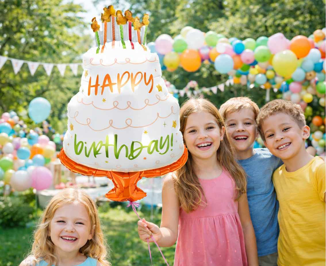 Balon foliowy Tort "Happy Birthday", 55x81cm