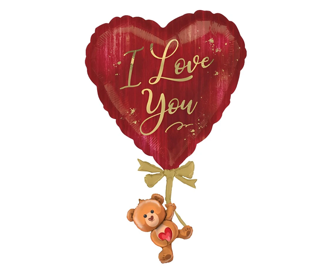Balon foliowy  Serce "Love You", bordowe, 34x57cm