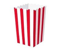 Pudełko na popcorn, czerwono-białe paski, 4 szt.