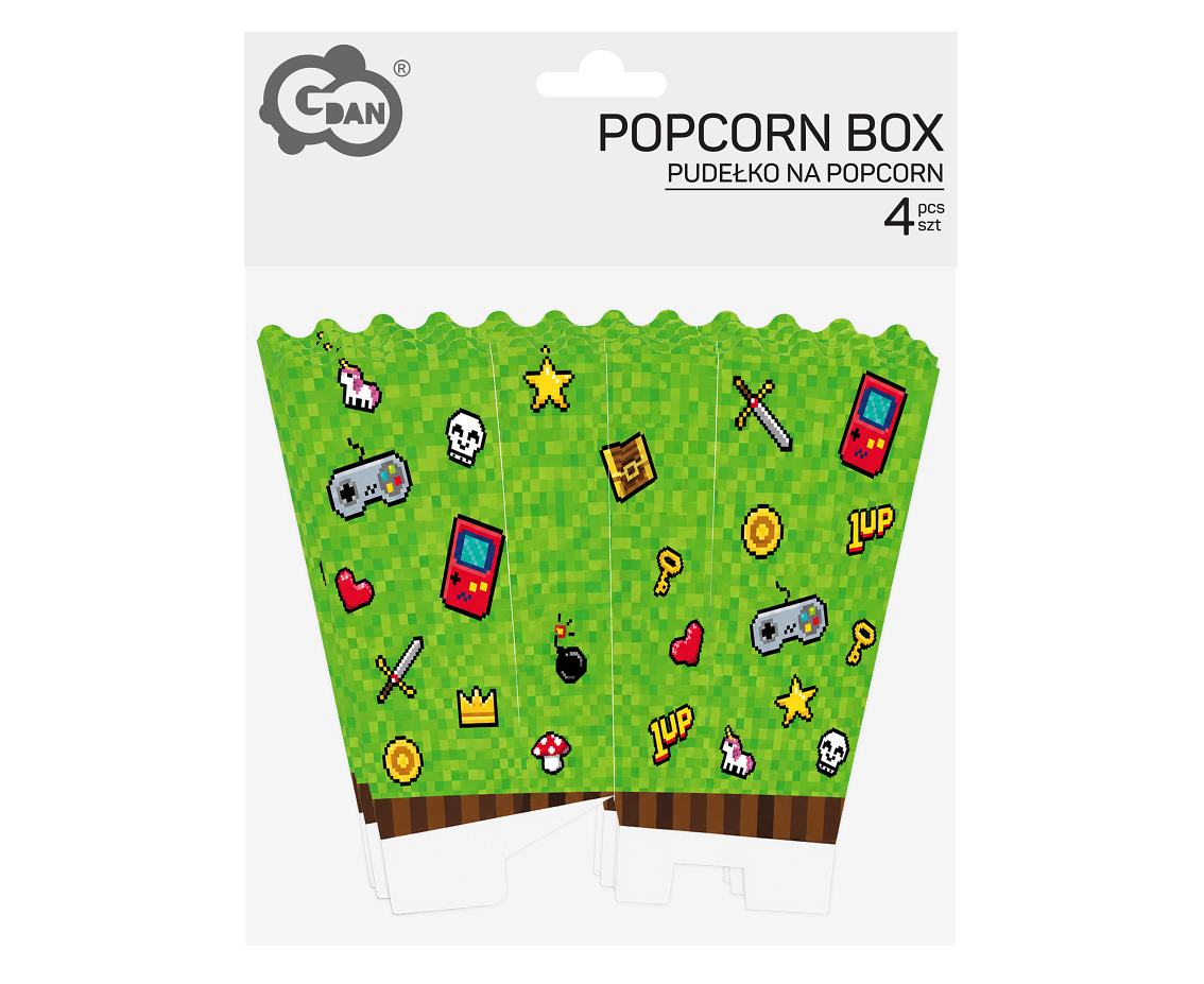 Pudełko na popcorn Game On, 4 szt.