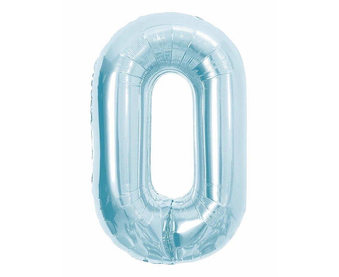 Balon foliowy Cyfra "0", 85 cm, ice blue
