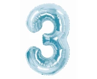 Balon foliowy Cyfra "3", 85 cm, ice blue