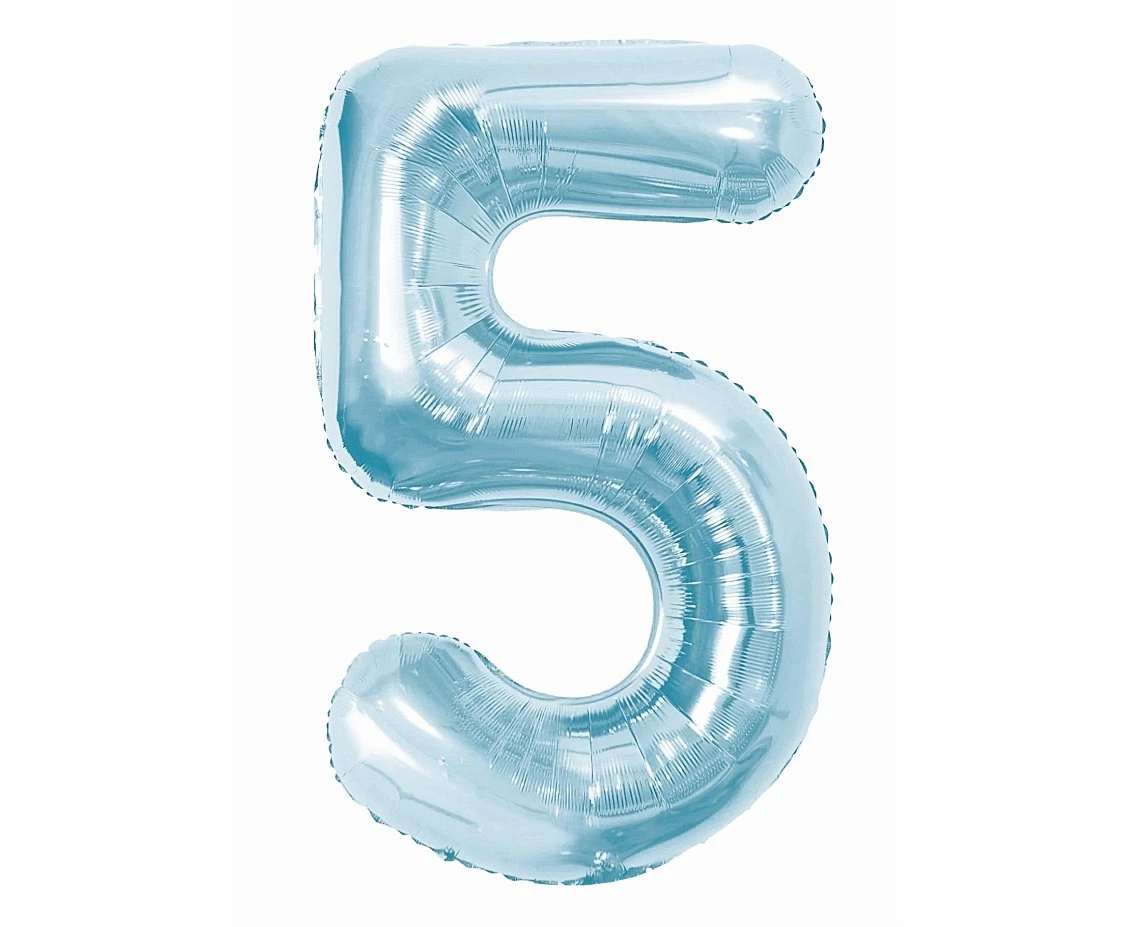 Balon foliowy Cyfra "5", 85 cm, ice blue