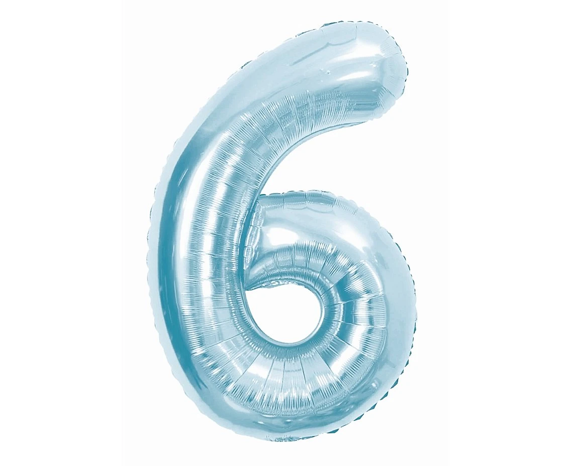 Balon foliowy Cyfra "6", 85 cm, ice blue