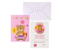 Zaproszenia Moje 1 Urodziny, 6 szt., różowe KK