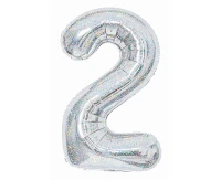 Balon foliowy Cyfra "2", 85 cm, holographic silver