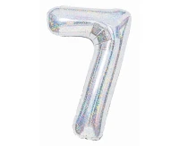 Balon foliowy Cyfra "7", 85 cm, holographic silver