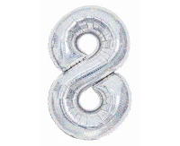 Balon foliowy Cyfra "8", 85 cm, holographic silver