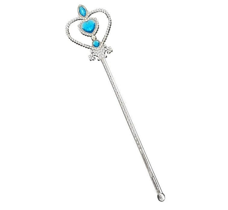 Różdżka Srebrna z niebieskimi kamieniami, 32 cm