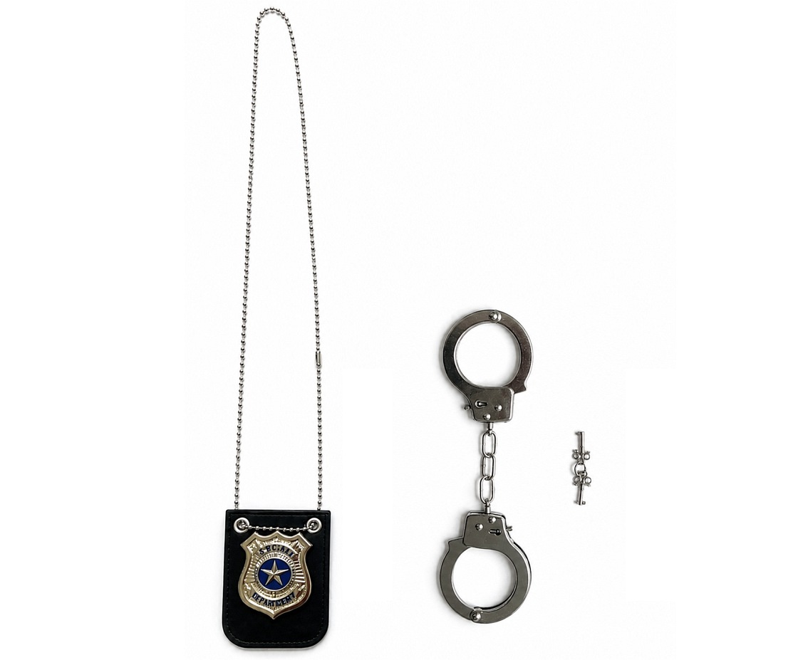 Zestaw Policjant (naszyjnik z odznaką, kajdanki)