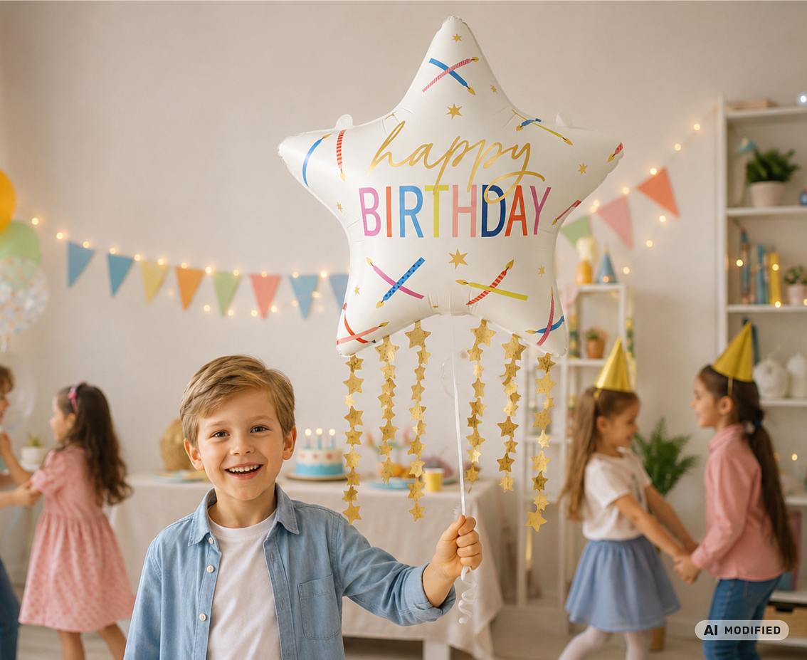 Balon foliowy Gwiazdka 'Happy Birthday' 56x85 cm