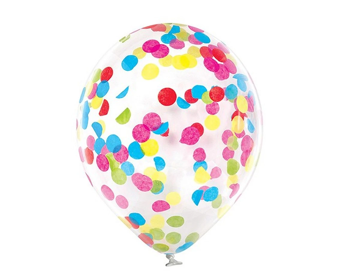 Balony Belbal 12", D11, tęczowe konfetti, 4szt.